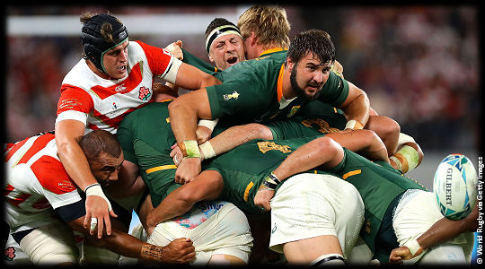 Japan v South Africa Lood de Jager trapped QF4 RWC2019